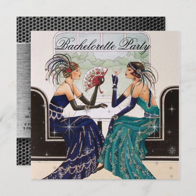 Art Deco Bachelorette Party  Invitations (Front/Back)