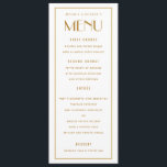 Art Deco Backer Gold Border Wedding Menu Card<br><div class="desc">Elegant Art Deco Wedding Menu, flat card with editable title and text. Customize for any purpose like programs or wine lists etc. (Type in all capitals, and add a space between letters, and double space words for this "look"). Matching items available in my store. Please Note: These are "rack cards"...</div>