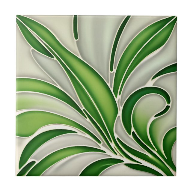 Art Deco Bamboo Leaf Tile (Front)