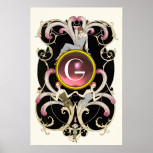 ART DÉCO BEAUTÉ MODE MONOGRAMME EN PIERRE PRÉCIEUS