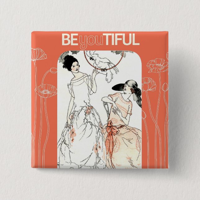 Art Deco - Beautiful 2 Inch Square Button (Front)
