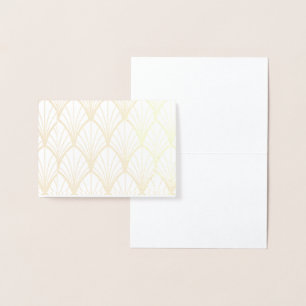 art deco, beautiful,fan pattern, gold,white,vintag foil card