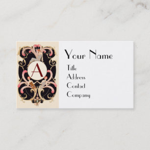 ART DECO BEAUTY FASHION COSTUME DESIGNER MONOGRAM BUSINESS CARD