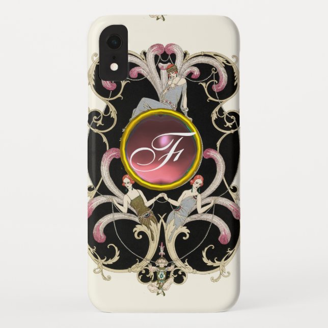ART DECO BEAUTY FASHION PINK GEMSTONE MONOGRAM Case-Mate iPhone CASE (Back)