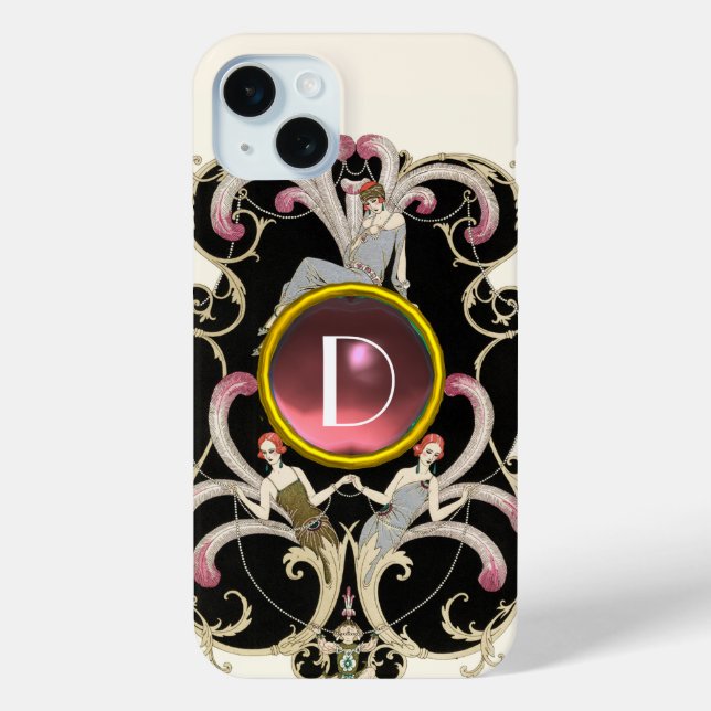 ART DECO BEAUTY FASHION PINK GEMSTONE MONOGRAM Case-Mate iPhone CASE (Back)