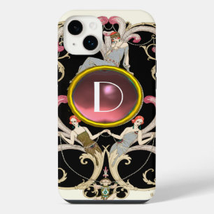 ART DECO BEAUTY FASHION PINK GEMSTONE MONOGRAM iPhone 14 PLUS CASE