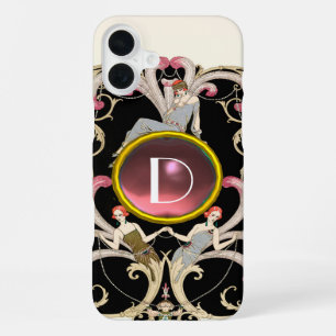 ART DECO BEAUTY FASHION PINK GEMSTONE MONOGRAM iPhone 16 PLUS CASE