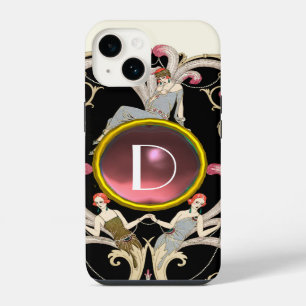 ART DECO BEAUTY FASHION PINK GEMSTONE MONOGRAM iPhone 14 CASE