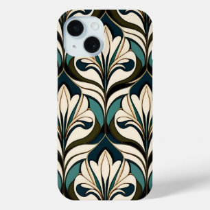 Art Deco Beige And Teal iPhone 15 Case