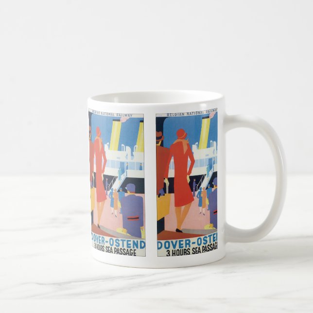 Art Deco Belgian Ferry Poster Coffee Mug (Right)