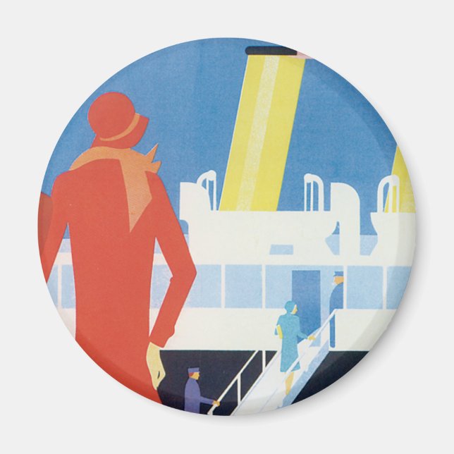 Art Deco Belgian Ferry Poster Magnet (Front)