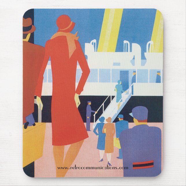 Art Deco Belgian Ferry Poster Mouse Pad (Front)