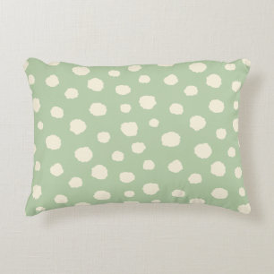 Art Deco Bi-plane Clouds - cream green polka dots. Accent Pillow
