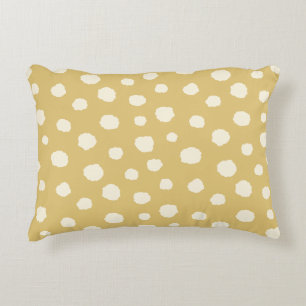 Art Deco Bi-plane Clouds - cream yellow polka dots Accent Pillow