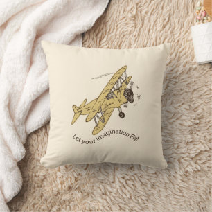 Art Deco Bi-planes - let your imagination fly. Throw Pillow