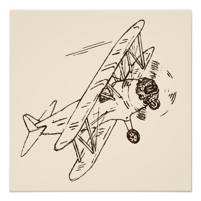 Art Deco Bi-planes - sketched outlines no text. Poster (Front)