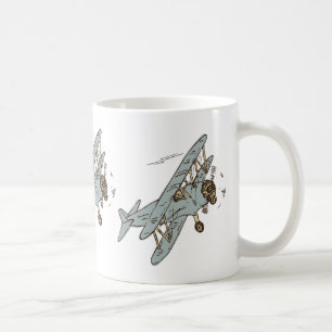 Art Deco Bi-planes - yellow no text. Coffee Mug