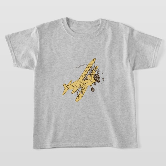 Art Deco Bi-planes - yellow no text. T-Shirt (Laydown)