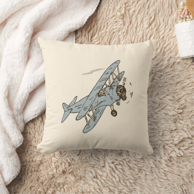 Art Deco Bi-planes - yellow no text. Throw Pillow (Blanket)
