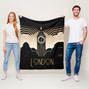 Art Deco Big Ben Fleece Blanket