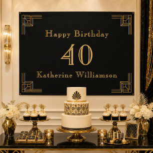 Art Deco Birthday Black Gold Roaring 20's Poster