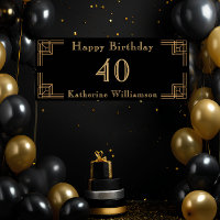 Art Deco Birthday Black Gold Roaring 20's