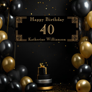 Art Deco Birthday Black Gold Roaring 20's Poster