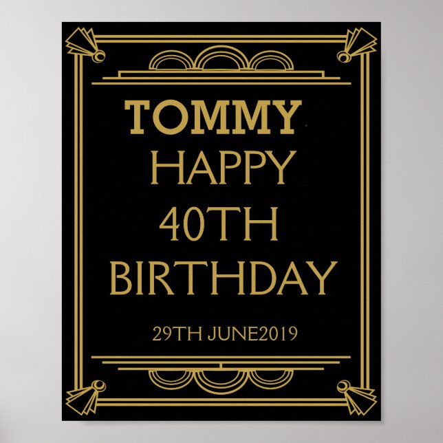 Art Deco BIRTHDAY or Party Sign make your own (Front)
