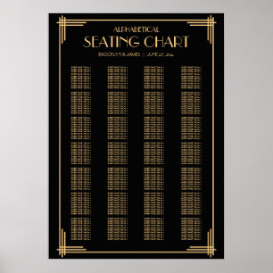 Art Deco Black Alphabetical Wedding Seating Chart