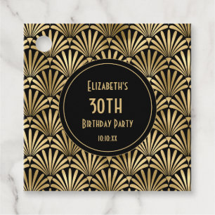 Art Deco Black and Gold 30th Birthday Party Favour Tags