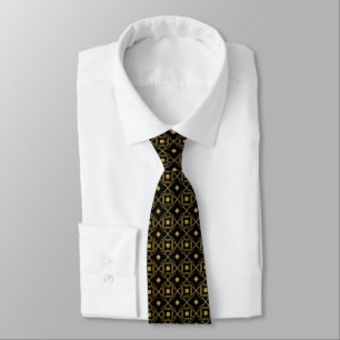 Art Deco Black and Gold Abstract Geometric Pattern Tie
