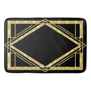 Art Deco Black and Gold Bath Mat