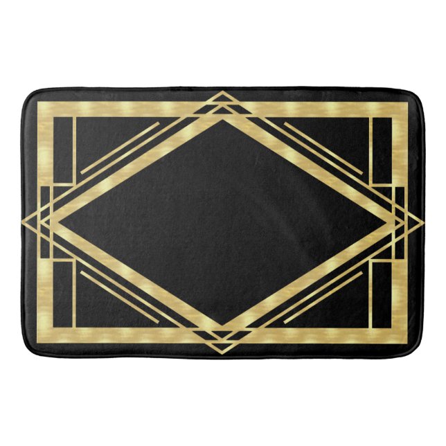 Art Deco Black and Gold Bath Mat (Front)