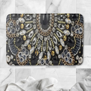 art deco black and gold bohemian pattern  bath mat
