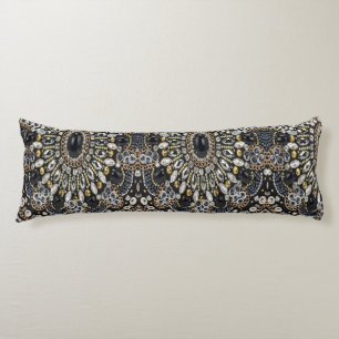 art deco black and gold bohemian pattern  body pillow