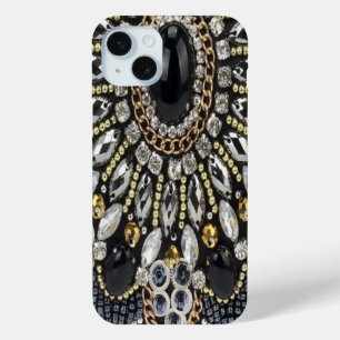 art deco black and gold bohemian pattern  iPhone 15 mini case