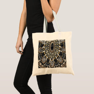 art deco black and gold bohemian pattern  tote bag