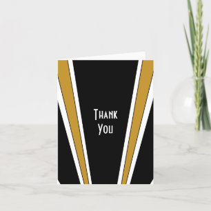 Art Deco Black And Gold Design Wedding Thank You Card