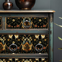 Art Deco Black And Gold Floral Beetle Pattern