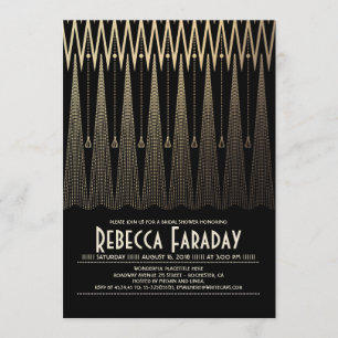 Art Deco Black and Gold Gatsby Bridal Shower Invitation