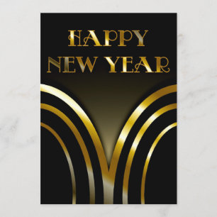 Art Deco Black and Gold New Years Party Invitation