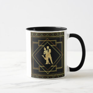 Art Deco black and gold roaring twenties flapper Mug