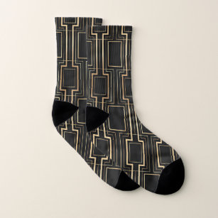 Art deco black and gold socks