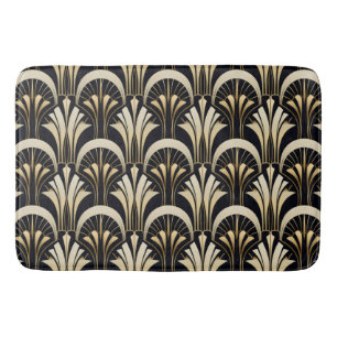 Art Deco Black and Gold symmetrical Bath Mat