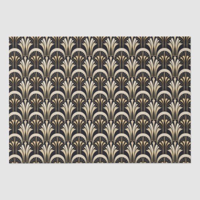 Art Deco Black and Gold symmetrical Tissue Paper (Front)