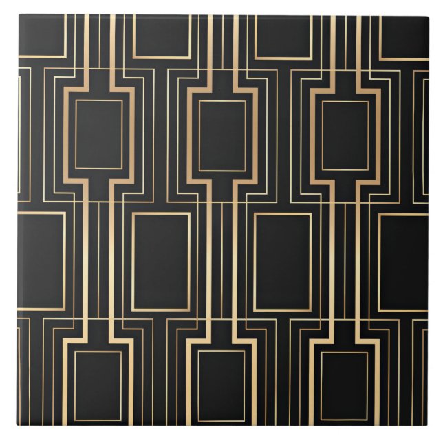 Art deco black and gold tile (Front)