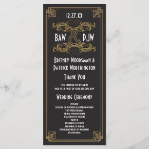 Art Deco Black and Gold Vintage Wedding Programs