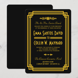 Art Deco Black and Gold Wedding Invites