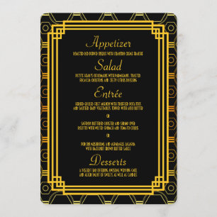 Art Deco Black and Gold Wedding Menu