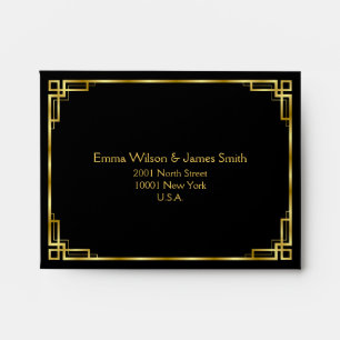 Art Deco Black And Gold Wedding RSVP Envelopes